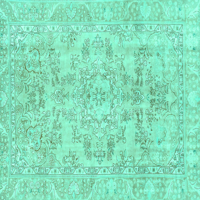 Square Machine Washable Abstract Turquoise Modern Area Rugs, wshabs2113turq
