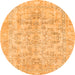 Round Machine Washable Abstract Orange Modern Area Rugs, wshabs2113org