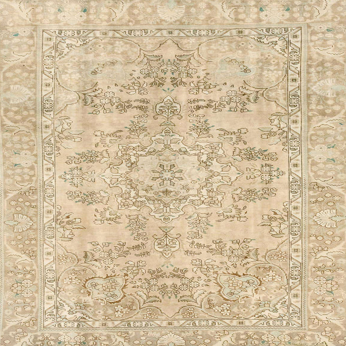 Square Machine Washable Abstract Brown Gold Rug, wshabs2113