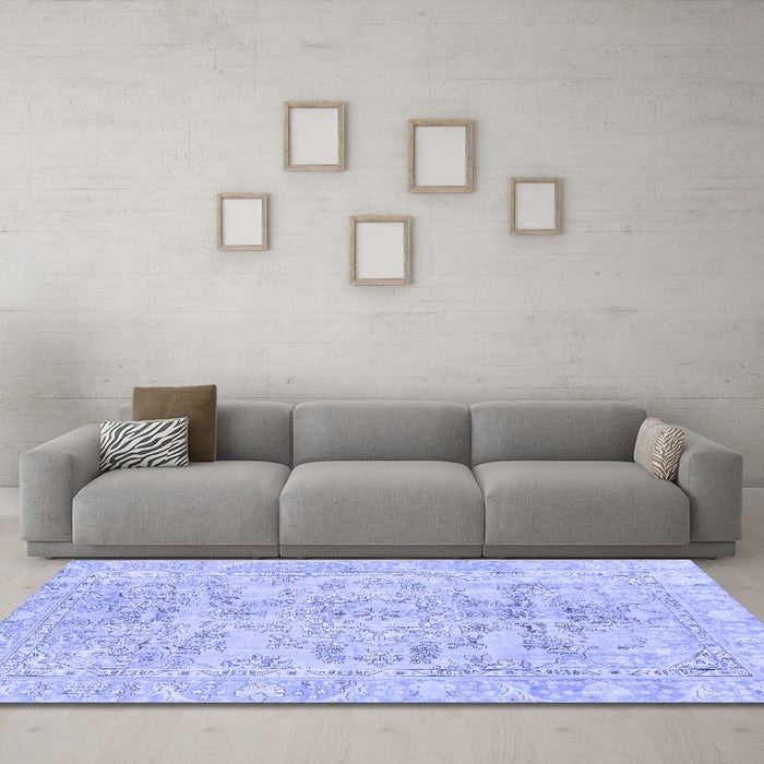 Machine Washable Abstract Blue Modern Rug in a Living Room, wshabs2113blu