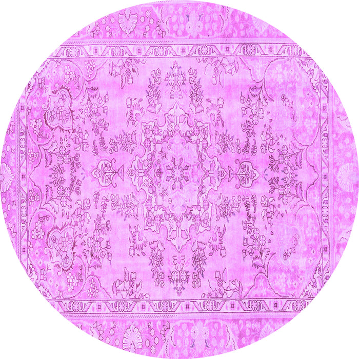 Round Machine Washable Abstract Purple Modern Area Rugs, wshabs2113pur