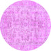 Round Machine Washable Abstract Purple Modern Area Rugs, wshabs2113pur