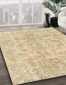 Machine Washable Abstract Brown Gold Rug in a Family Room, wshabs2113