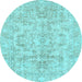 Round Machine Washable Abstract Light Blue Modern Rug, wshabs2113lblu