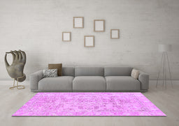 Machine Washable Abstract Purple Modern Area Rugs in a Living Room, wshabs2113pur