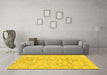 Machine Washable Abstract Yellow Modern Rug in a Living Room, wshabs2113yw