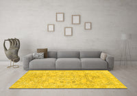 Machine Washable Abstract Yellow Modern Rug, wshabs2113yw