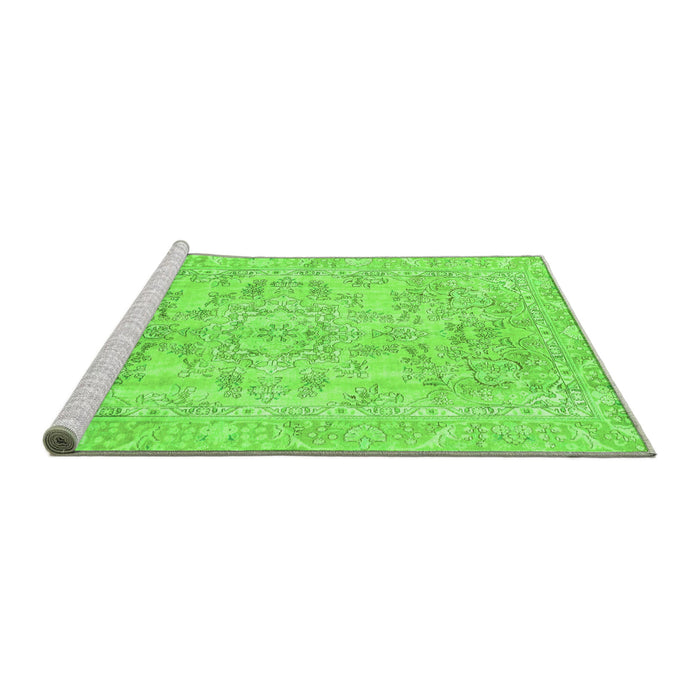 Sideview of Machine Washable Abstract Green Modern Area Rugs, wshabs2113grn