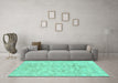 Machine Washable Abstract Turquoise Modern Area Rugs in a Living Room,, wshabs2113turq