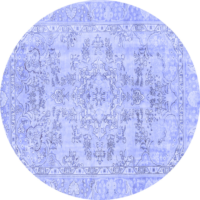 Round Machine Washable Abstract Blue Modern Rug, wshabs2113blu