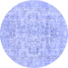 Round Machine Washable Abstract Blue Modern Rug, wshabs2113blu