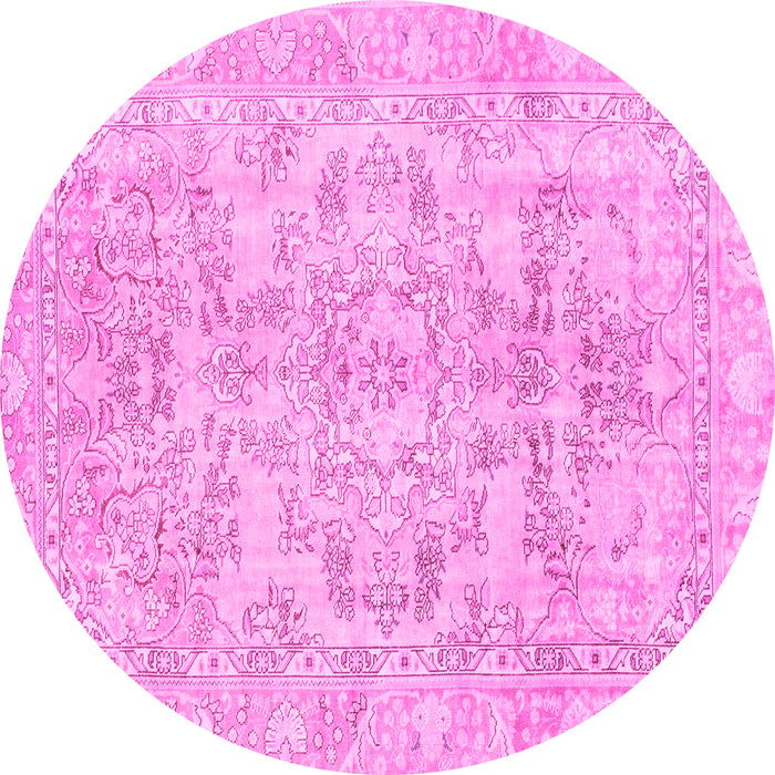 Round Abstract Pink Modern Rug, abs2113pnk