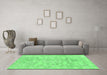 Machine Washable Abstract Emerald Green Modern Area Rugs in a Living Room,, wshabs2113emgrn