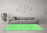 Machine Washable Abstract Emerald Green Modern Rug, wshabs2113emgrn