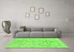 Machine Washable Abstract Green Modern Area Rugs in a Living Room,, wshabs2113grn