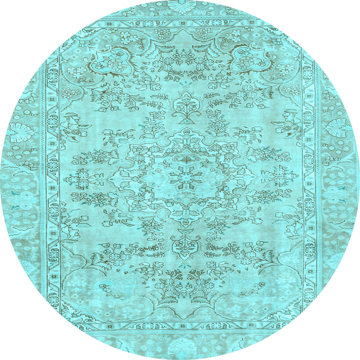 Round Abstract Light Blue Modern Rug, abs2113lblu
