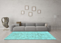 Machine Washable Abstract Light Blue Modern Rug, wshabs2113lblu