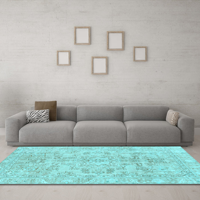 Machine Washable Abstract Light Blue Modern Rug in a Living Room, wshabs2113lblu