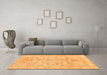 Machine Washable Abstract Orange Modern Area Rugs in a Living Room, wshabs2113org