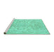 Sideview of Machine Washable Abstract Turquoise Modern Area Rugs, wshabs2113turq