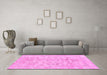 Machine Washable Abstract Pink Modern Rug in a Living Room, wshabs2113pnk