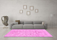 Machine Washable Abstract Pink Modern Rug, wshabs2113pnk