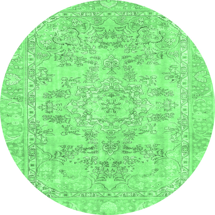 Round Machine Washable Abstract Emerald Green Modern Area Rugs, wshabs2113emgrn