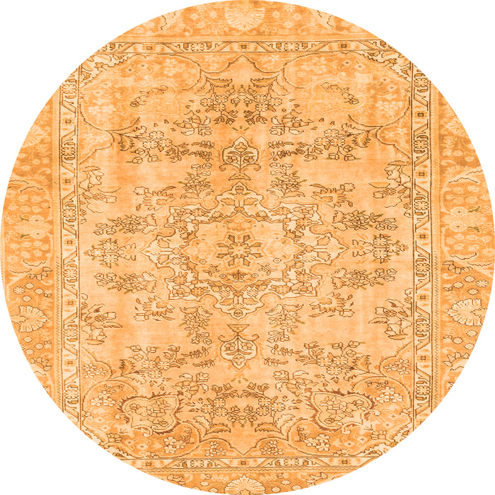 Round Abstract Orange Modern Rug, abs2113org