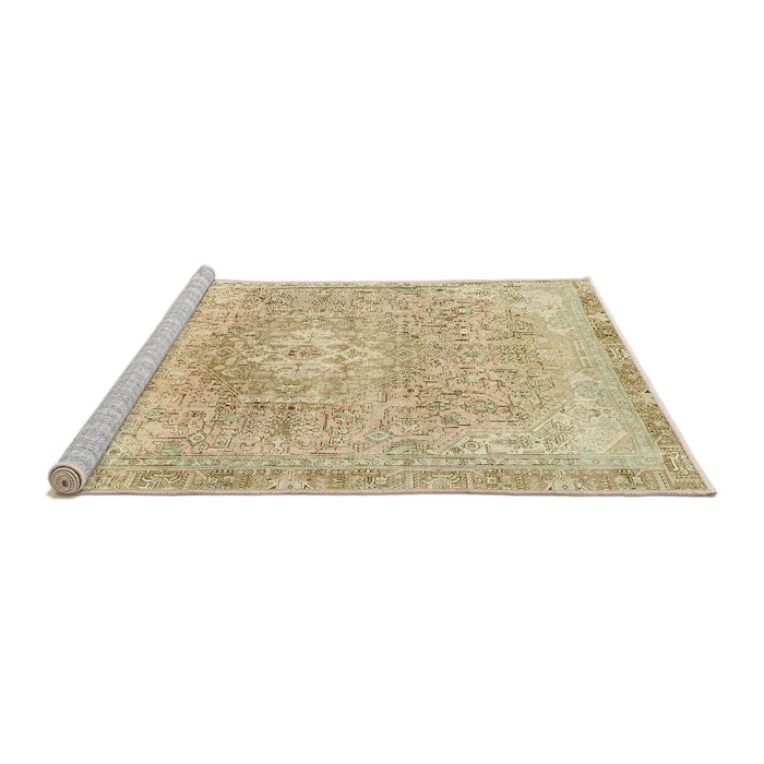Sideview of Machine Washable Abstract Brown Gold Rug, wshabs2114