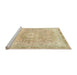 Sideview of Machine Washable Abstract Brown Gold Rug, wshabs2114