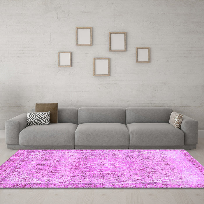 Machine Washable Abstract Purple Modern Area Rugs in a Living Room, wshabs2114pur