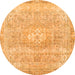 Round Abstract Orange Modern Rug, abs2114org