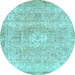 Round Machine Washable Abstract Light Blue Modern Rug, wshabs2114lblu