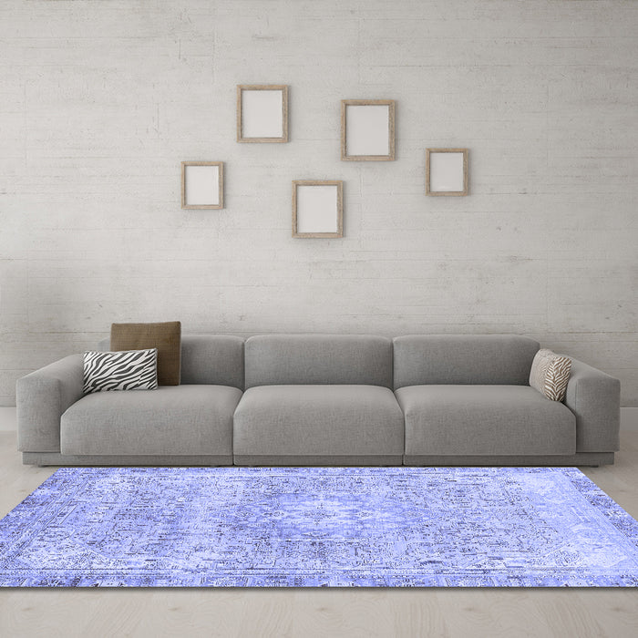 Machine Washable Abstract Blue Modern Rug in a Living Room, wshabs2114blu