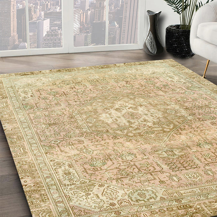 Machine Washable Abstract Brown Gold Rug in a Family Room, wshabs2114