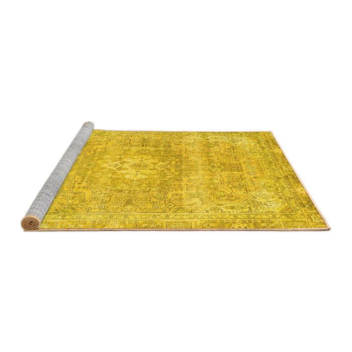 Sideview of Machine Washable Abstract Yellow Modern Rug, wshabs2114yw