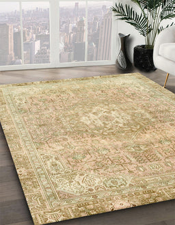 Abstract Brown Gold Modern Rug in Family Room, abs2114