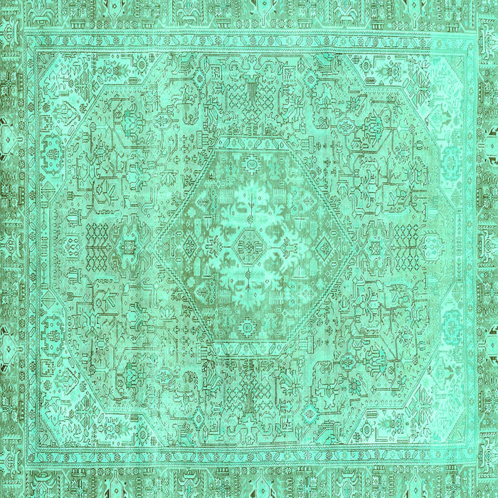 Square Machine Washable Abstract Turquoise Modern Area Rugs, wshabs2114turq