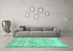 Machine Washable Abstract Turquoise Modern Area Rugs in a Living Room,, wshabs2114turq