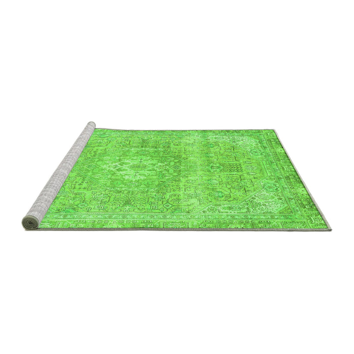 Sideview of Machine Washable Abstract Green Modern Area Rugs, wshabs2114grn