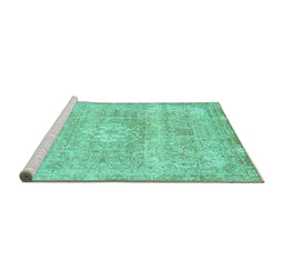 Sideview of Machine Washable Abstract Turquoise Modern Area Rugs, wshabs2114turq