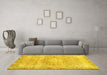 Machine Washable Abstract Yellow Modern Rug in a Living Room, wshabs2114yw