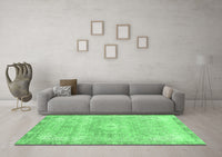 Machine Washable Abstract Emerald Green Modern Rug, wshabs2114emgrn