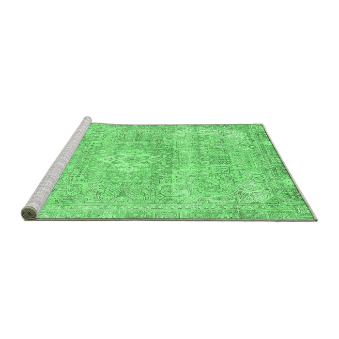 Sideview of Machine Washable Abstract Emerald Green Modern Area Rugs, wshabs2114emgrn