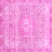 Square Machine Washable Abstract Pink Modern Rug, wshabs2114pnk