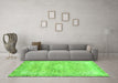 Machine Washable Abstract Green Modern Area Rugs in a Living Room,, wshabs2114grn