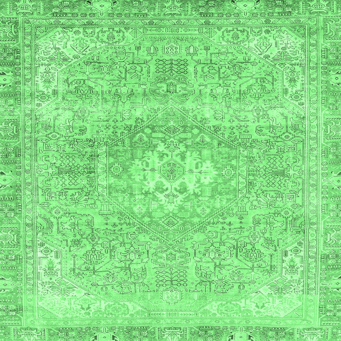 Square Abstract Emerald Green Modern Rug, abs2114emgrn