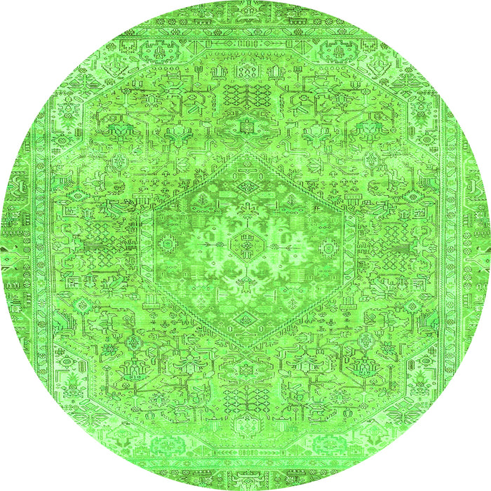 Round Abstract Green Modern Rug, abs2114grn