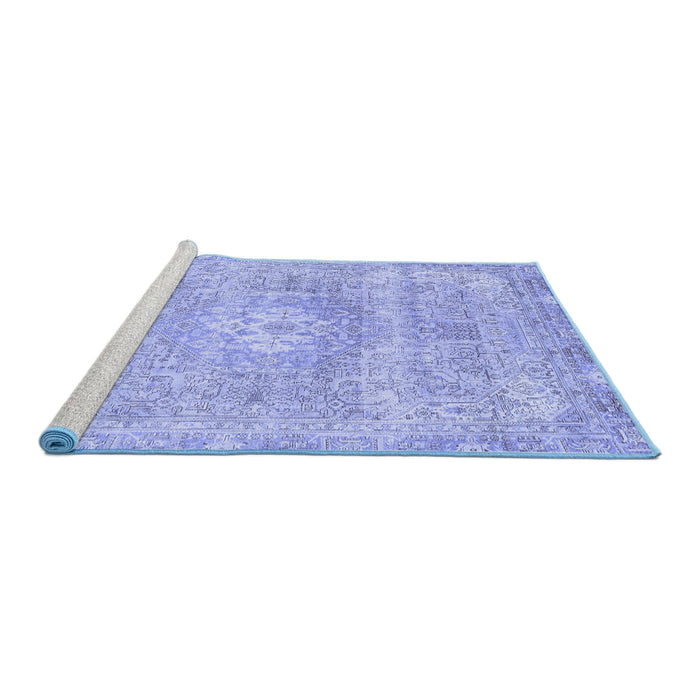 Sideview of Machine Washable Abstract Blue Modern Rug, wshabs2114blu