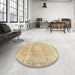 Round Machine Washable Abstract Brown Gold Rug in a Office, wshabs2114